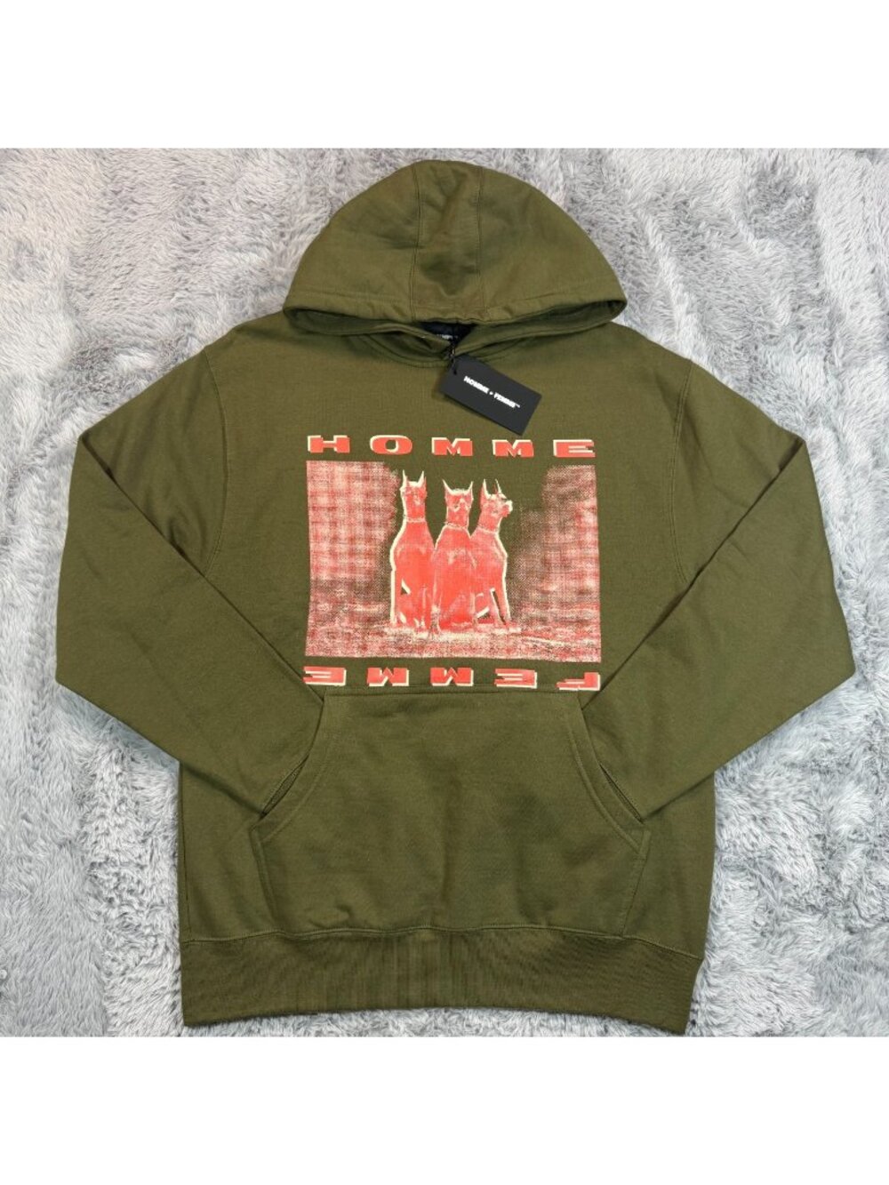 VTG Homme + Femme Hoodie Unisex M Green Graphic Cotton Performance Workout USA